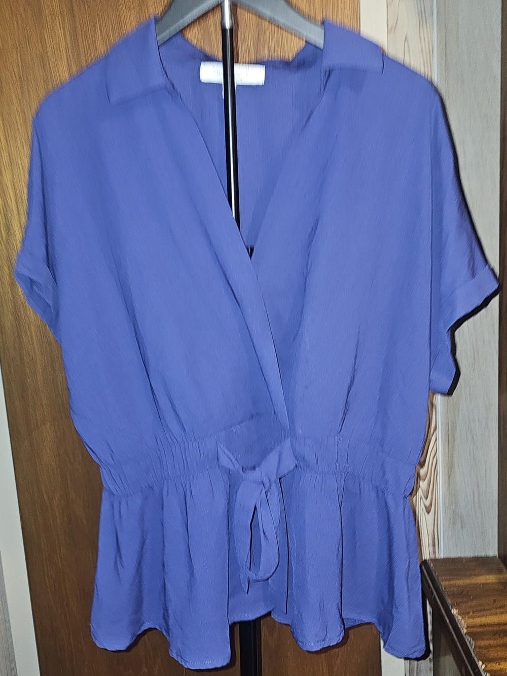 Sweet Rain Periwinkle V-Neck Peplum Blouse